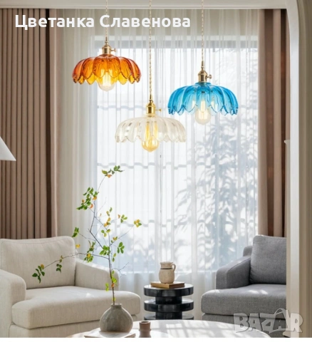 Полилей тип пендел, 25 см, топла светлина, небесно син, снимка 6 - Полилеи - 54366900