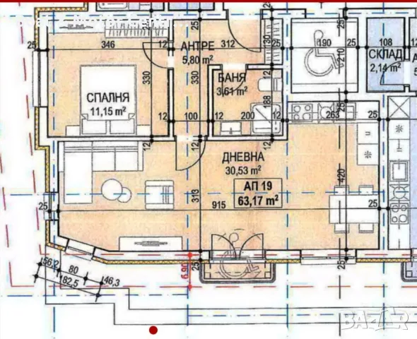 Продавам Двустаен апартамент кв Сухата река, снимка 2 - Апартаменти - 55393221