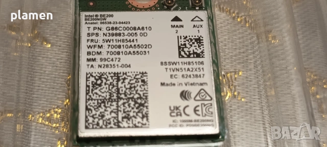 GiGaPlus Intel BE200 WiFi Card / Wi-Fi 7, снимка 3 - Части за лаптопи - 54158749
