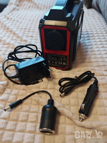 Powkey R100 преносима пауър станция 99Wh 230V 100W нова с комплект зарядни, шуко контакт, къмпинг и 