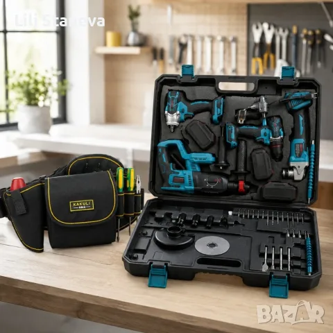 Комплект акумулаторни инструменти BOXER BX-187 4в1 + ПОДАРЪК многофункционална работна чанта., снимка 4 - Куфари с инструменти - 55590143