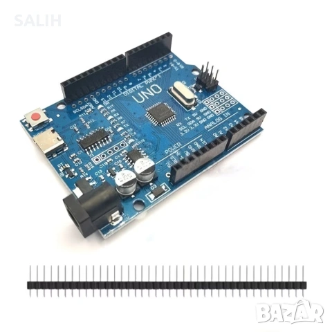 UNO R3 базова платка за ученици и начинаещи, Type-C, DIY роботи, съвместима с Arduino IDE, снимка 2 - Друга електроника - 54956889