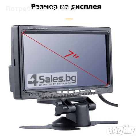 Монитор за кола с 7 инча LCD дисплей,   HD 800 x 480 p и 2 AV изхода PK LCD2, снимка 2 - Аксесоари и консумативи - 55337705