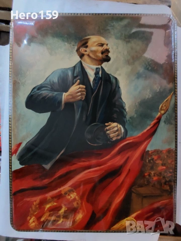 Огромна Руска кутия с Ленин пропаганда/папие маше/Федоскино. , снимка 13 - Антикварни и старинни предмети - 54328516