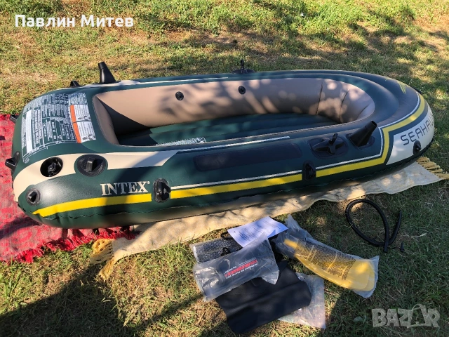 Надуваема лодка Seahawk 2 Intex, за 2 лица, размер 236×114 см, PVC, зелена, снимка 16 - Воден транспорт - 54153386