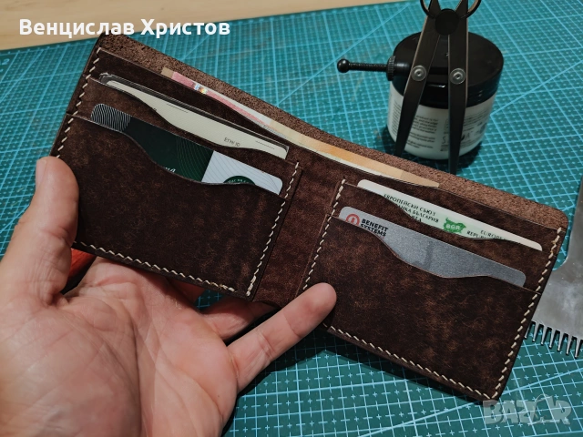 Кожен портфейл ръчна изработка , снимка 3 - Портфейли, портмонета - 55202418
