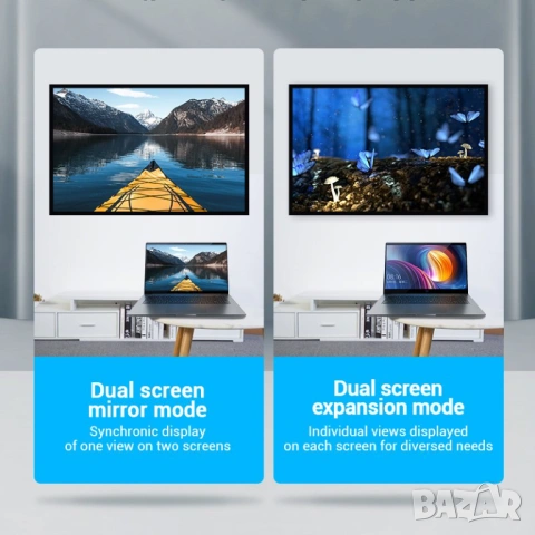 Vention HDMI адаптер 90° ъглов (M/F) – Right Angle HDMI, снимка 6 - Друга електроника - 54421721
