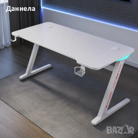 Геймърско бюро 120 см с RGB LED подсветка