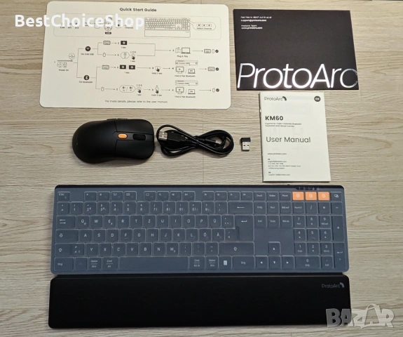ProtoArc Bluetooth безжична клавиатура и мишка, презареждаща се QWERTZ layout, снимка 2 - Клавиатури и мишки - 55070189