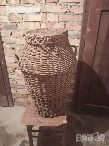 Голям плетен кош, снимка 3 - Антикварни и старинни предмети - 54653728