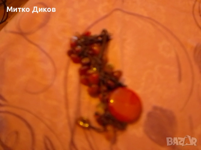 винтидж огърлица ръчно изработена с естествени камъни карнеол, снимка 2 - Колиета, медальони, синджири - 54640802
