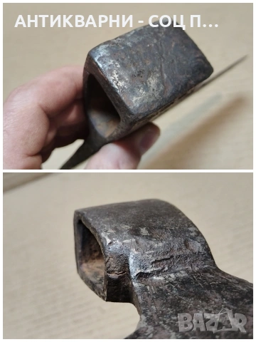Стара Кована Брадва Кривица / 0,7 кг. / ИМА ЗАВАРКА И ПУКНАТИНА. / НОМЕР 1769., снимка 6 - Антикварни и старинни предмети - 53991514