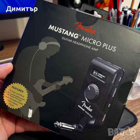 Fender Mustang Micro Plus / Китарен усилвател за слушалки, снимка 2 - Китари - 54751996