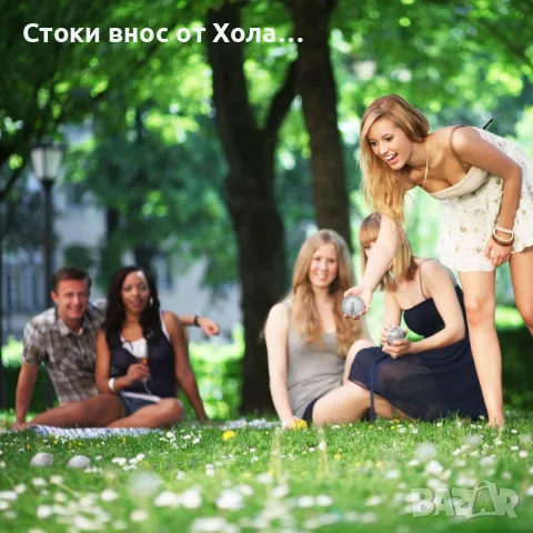 Комплект за игра на боче, Relaxdays, 8 топки, сребрист/черен, 32x16x7 см, снимка 5 - Други спортове - 55366024