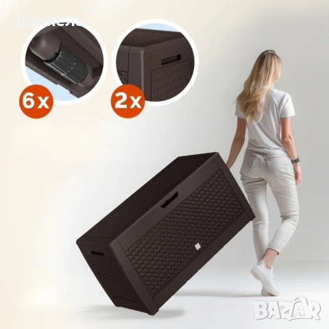Градинска кутия за съхранение 310L – UV защита, ратанов дизайн, 119 x 48 x 60 см, Кафяв, снимка 3 - Други стоки за дома - 54767465