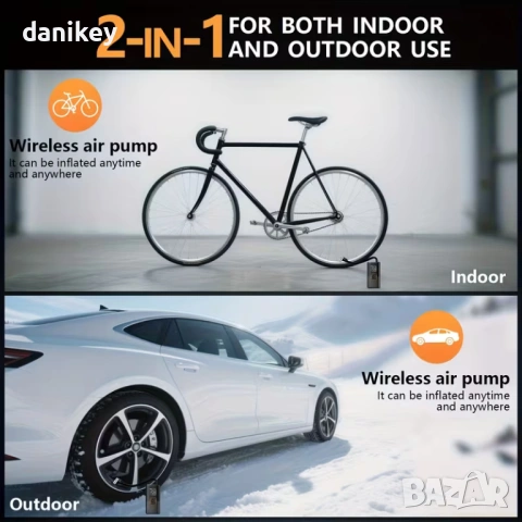 Мощна Безжична Помпа 150PSI – За Кола, Мотор, Падълборд и др., снимка 6 - Аксесоари и консумативи - 54152537