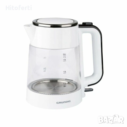Електрическа кана Grundig WK 5860, 1.7 л, 2200W, Бял/Черен