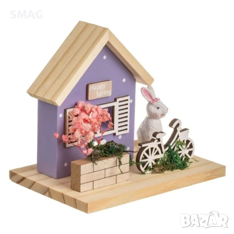 Великденска настолна дървена декоративна къща, 15x10x13 см_1248349, снимка 4 - Декорация за дома - 54226688