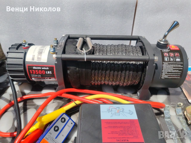 13500 LBS 12V Електрическа лебедка със синтетично въже 6 тона за 4X4 автомобил, ремарке, автовоз, снимка 3 - Аксесоари и консумативи - 54819615