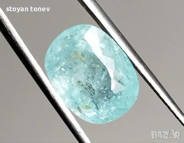 Естествен 3,20 карата Параиба турмалин (Copper Bearing) с неонов цвят и сертификат!, снимка 9 - Други - 55468847