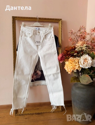 ZARA Нови дамски бели дънки и тениска, снимка 3 - Дънки - 54228529