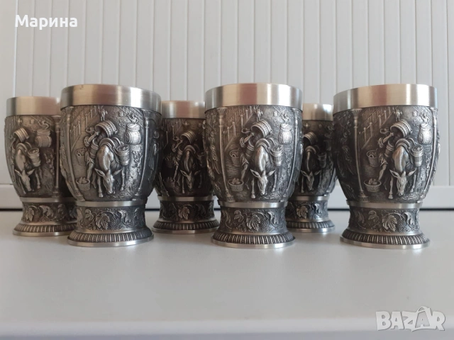 Немски комплект за ракия  от калай Antik*Vintage #81 1, снимка 3 - Антикварни и старинни предмети - 54525688