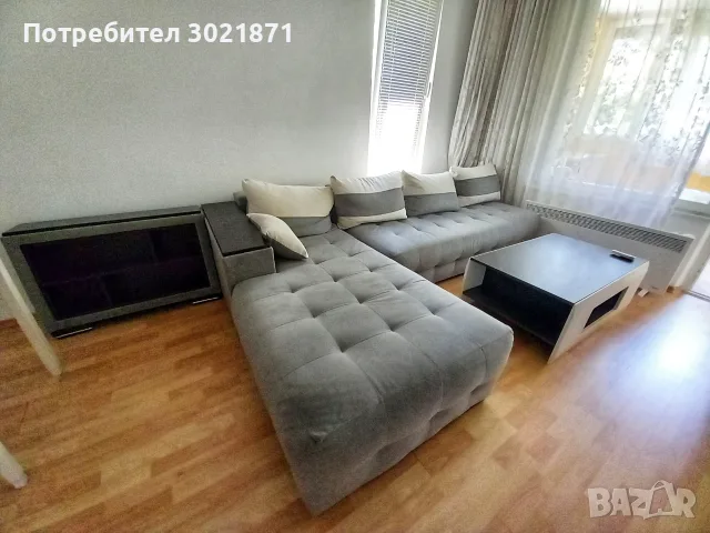 Ъглов диван за хол с етажерка и маса, снимка 2 - Дивани и мека мебел - 55546391