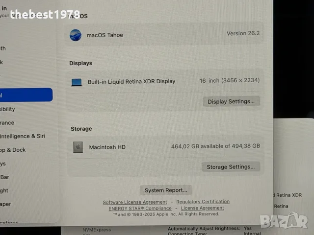 MacBook Pro 16`M4 Pro/14 CPU/20 GPU/24GB RAM/512GB SSD/1 Година Гаранция/Батерия 100%, снимка 7 - Лаптопи за работа - 55424330