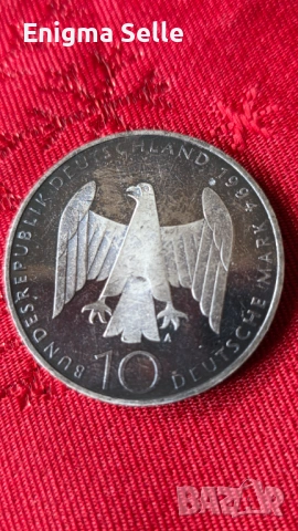 Сребърна монета 10 марки 1994 Германска съпротива 1933-1945, снимка 3 - Нумизматика и бонистика - 54443785