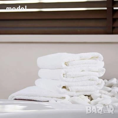 Бяла хавлиена кърпа 100% памук – 450 гр/м², снимка 7 - Хавлиени кърпи - 54292183