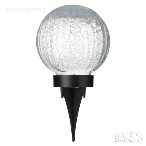 1253070 Стилна стъклена лампа със соларен панел и стойка (15 см), снимка 3 - Соларни лампи - 54070041