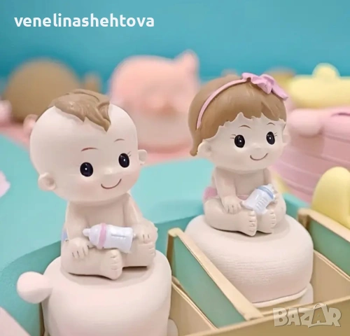 Фигурка бебе момче или момиче с шише за декорация на торта бебешко парти, снимка 2 - Други - 54044224