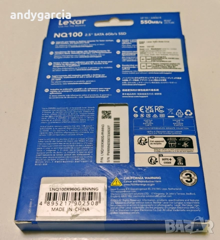 960GB Lexar NQ100 SSD диск сив SATA 6 Gb/s, 2.5” скорост четене до 550MB/s 960гб 960ГБ ЧИСТО НОВ, снимка 4 - Твърди дискове - 54583591