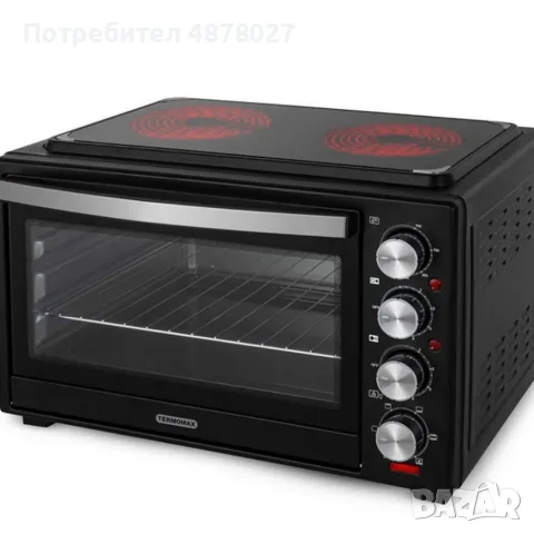 Компактна печка Termomax – фурна + два керамични котлона в едно, снимка 3 - Печки, фурни - 55685551