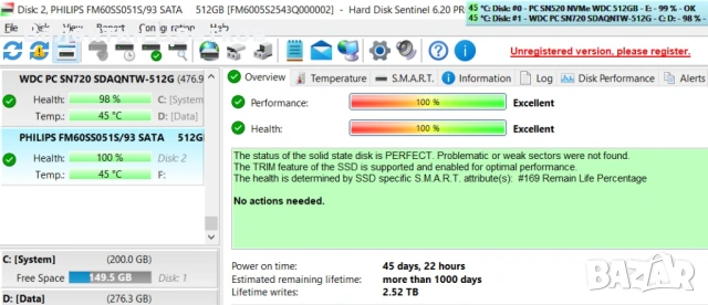 PHILIPS SSD m sata 512GB 100% health 100% performance
