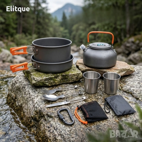 Къмпинг комплект за готвене XXL от 15 части – Пълен сет от анодиран алуминий, снимка 4 - Други стоки за дома - 54189372