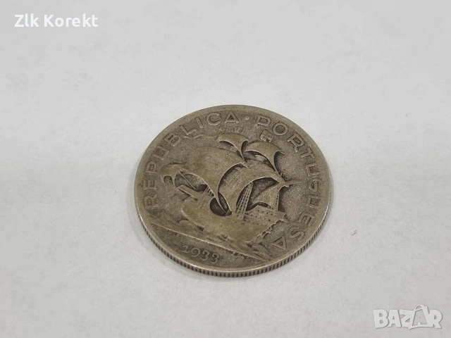 Сребърна монета 5 ескудо от 1933 г, снимка 2 - Нумизматика и бонистика - 55210659