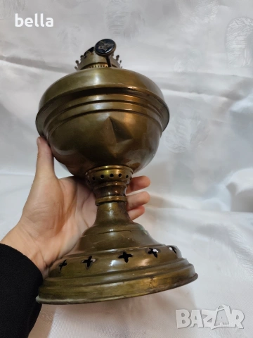 Стара антикварна месингова газена лампа – Маркировка „Пеперуда“ (Marquette), XIX век., снимка 7 - Антикварни и старинни предмети - 54214936