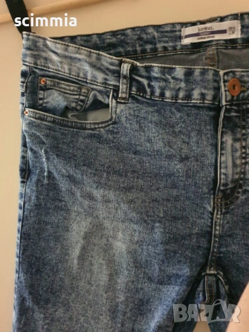 Мъжки skinny дънки Janina XL L29, сини с износен ефект, много добро състояние, снимка 4 - Дънки - 54606254