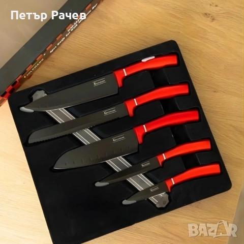 Комплект ножове Goldmann GM 5259, 5бр. с магнитна релса, Незалепващо покритие, Кутия, снимка 3 - Прибори за хранене, готвене и сервиране - 53984903