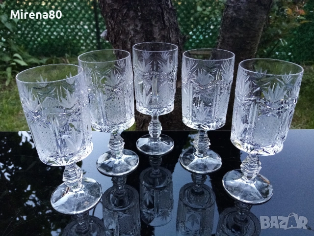 Кристални чаши за вино 5 бр. - Югославия !