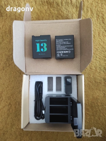 Комплект от 3 батерии за GoPro Hero 13 Black Enduro, 2800 mAh и 3-канално зарядно, снимка 2 - Батерии, зарядни - 54719200