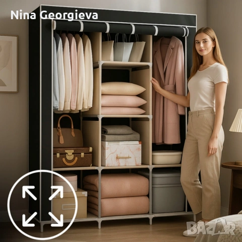 Сгъваем текстилен гардероб XXL 170x170x45 см – просторен, здрав и практичен, снимка 5 - Други стоки за дома - 54217599