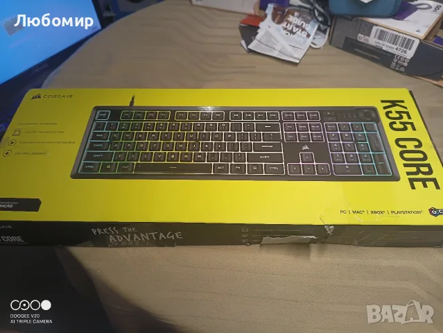 Геймърска клавиатура Corsair K55 CORE RGB с кабел – QWERTY US Layout – Тихи, бързи , снимка 2 - Клавиатури и мишки - 55494539