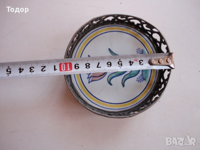 Холандски порцеланов съд купа с калай Workum K, снимка 3 - Антикварни и старинни предмети - 54095558