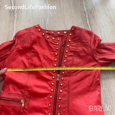 Дамско яке естествена кожа червено Imperial , снимка 3 - Якета - 54164386
