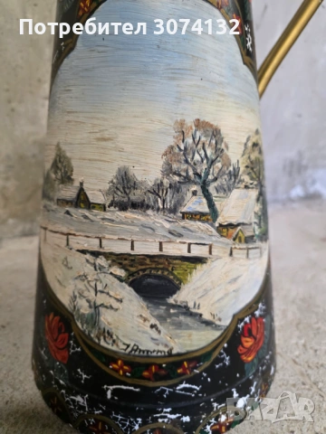 Ръчно рисувана ретро кана за вода, снимка 3 - Антикварни и старинни предмети - 54229724