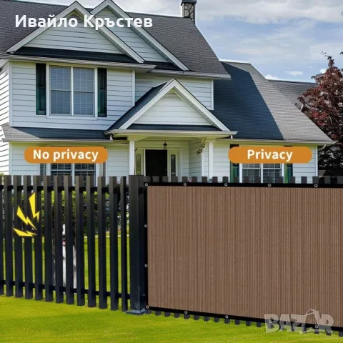 Сенник за градина 85% UV слънчев плат дишащ с халки – Кафяв, снимка 3 - Други - 55566953