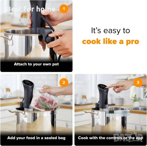 Anova Кулинарна Sous Vide Прецизна Готварска Кухня 3.0 (WiFi), 1100 Вата, снимка 5 - Чопъри и пасатори - 55584650