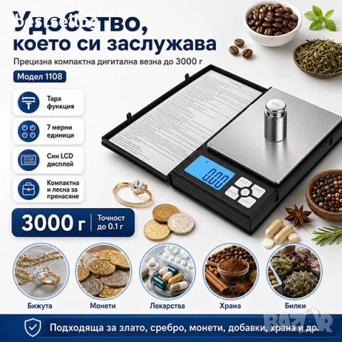 Точна професионална дигитална кухненска електронна везна до 3000 грама 0.1 голяма злато бижута храна, снимка 4 - Електронни везни - 24178075